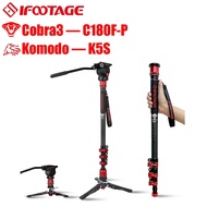 IFOOTAGE Cobra 3 Strike Monopod C180F-P with Komodo K5S Camera Video Head Fluid Head,Pedal Base Trip