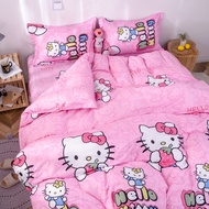 Cartoon hello Kitty 4-IN-1 Bedding set Single/Queen/King  FLAT bedsheet set