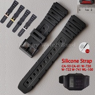 20mm Convex Silicone Watch Band for Ca-sio W-720 W-722 W-741 WL-100 CA-53 CA-61 Digital Watch Strap 