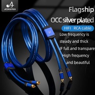 ATAUDIO HIFI RCA signal cable two points two audio cable OCC silver plated 2rca cable