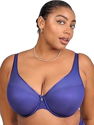 Women's Plus Size Sheer Mesh Plunge T-Shirt Bra, Cosmic Blue, 34H