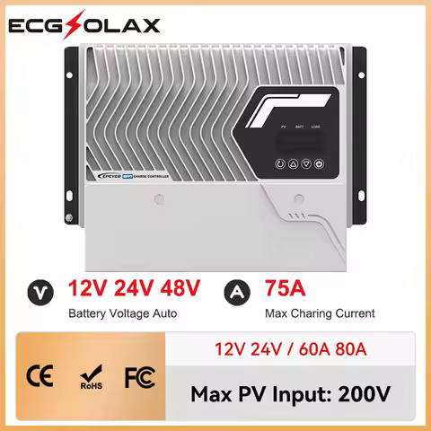 EPEVER 2025 NEW 75A MPPT Solar Charge Controller IP43 Waterproof 12V/24V/48V DC Auto Compatible with