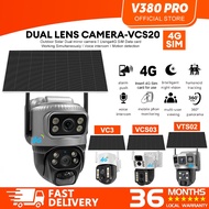 V380 Pro Solar outdoor cctv camera Wireless Dual lens 4G Sim waterproof 360 1080P IP Security Camera