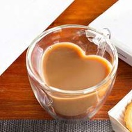 1/2/6pcs Double-Wall Heart-Shaped Glass Coffee Cups With Handle, 80ml Transparent Heat-Insulated Esp