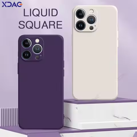 Original Square Liquid Silicone Cases for iPhone 11 12 13 14 Pro Max Plus mini Covers iPhone11 11Pro