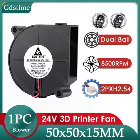 Gdstime 5015 Blower 24V Fan 50MM*15MM DC Turbine Fan 5015 Dual Ball High Speed Big Air Flow 8500RPM 