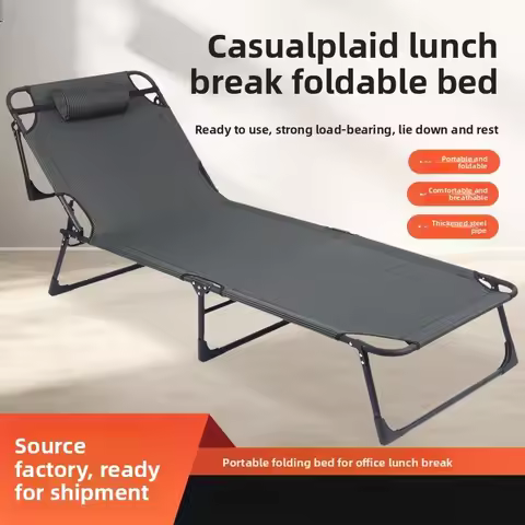 Outdoor Leisure Foldable Nap Lounge Bed Portable Army Cot Single Folding Bed Lounger Office Recliner
