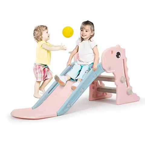 3 in 1 Toddler Slide Slide Climber Playset with Basketball Hoop Indoor and Outdoor Playground for Fo