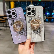 YJD Case For Apple iPhone 14 Pro Max iPhone14 Plus Butterfly Flower Diamond Ring Bracket Shockproof Phone Case