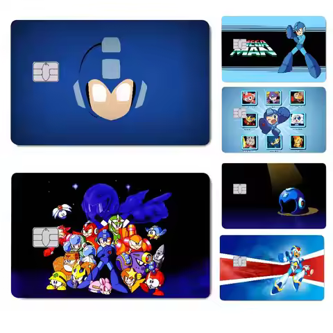 ROCKMAN DRN 001 Mega Man Cartoon Anime 4pcs 1Set Film Skin Sticker Tape For Bank Credit Debit Card