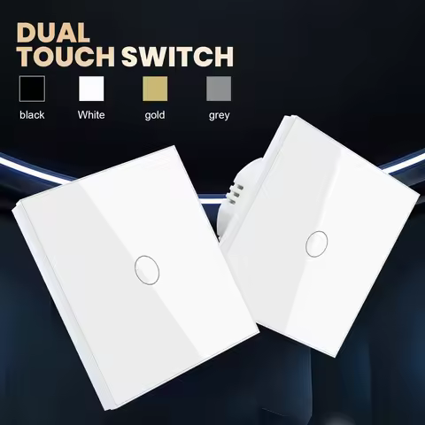 LOUYSGEN Dual Switch 2 Way EU Standard Stair Switch 1Gang 2Gang 3Gang Need't Neutral Wire Glass Pane