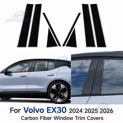 Accessories EX30 Volvo Interior For Volvo EX30 2024 2025 2026 Carbon Fiber Window Trim Covers B Pill