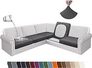 Arfntevss 100% Waterproof Corner Couch Cushion Covers Sectional Couch Cover L Shape Non Slip Grey Sofa Cover Set Magic Stretch U Shaped Slipcovers with Elastic Bottom (5-Piece Seat Covers, Dark Gray)