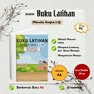 Maww.idn I A5/ A4 Educational Book: Writing Practice Numbers 1-12 I Children's Worksheet