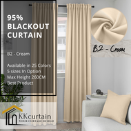 B2 - Ready-Made 95% Blackout Curtain CREAM, Langsir Siap Jahit. LANGSIR KAIN TEBAL! ( FREE HOOK/RING )
