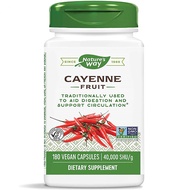 Nature's Way Cayenne Pepper 40,000 SHU Potency, Non-GMO &amp; Gluten Free, 180 Vegetarian Capsules