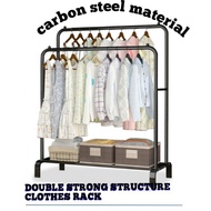 Double Pole Strong Steel Structure Laundry Rack Cloth Organizer Penyidai Besi Ampaian Baju
