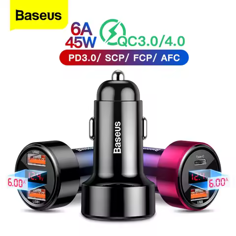 Baseus Quick Charge 4.0 3.0 USB Car Charger For iPhone 13 Xiaomi Samsung Mobile Phone QC4.0 QC3.0 QC