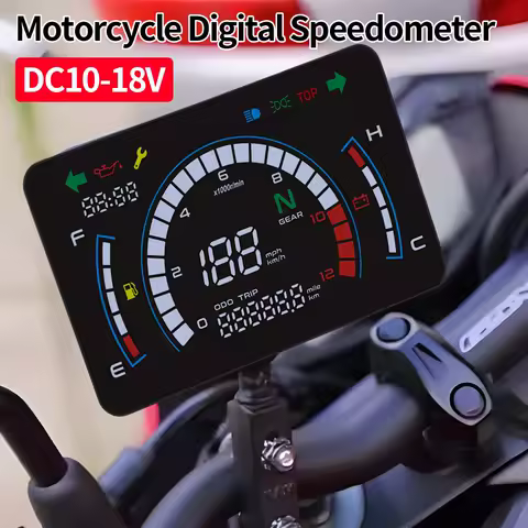 LED Digital Motorcycle Speedometer Adjustable Motorcycle Digital Speedometer LCD Screen Full Digital