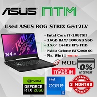 #RG197 Used Asus ROG G512LV Gaming Laptop Intel Core i7-10875H 16GB 1TB SSD Nvidia RTX2060 RTX 2060 