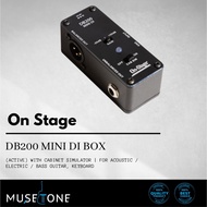 ON STAGE DB200 MINI DI BOX (ACTIVE) WITH CABINET SIMULATOR | FOR ACOUSTIC / ELECTRIC / BASS GUITAR, 
