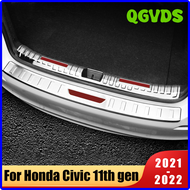 QGVDS 11th สำหรับ Honda Civic Gen 2021 2022 2023ด้านหลังรถยนต์กันชนที่เท้าทะเบียนท้ายรถแถบติดขอบประตูอุปกรณ์ปกป้องป้องกันฝาครอบอุปกรณ์เสริม SRHET