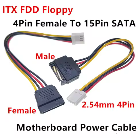 ITX FDD Floppy 4Pin Female 2.54mm To 15Pin SATA Male / Female Adapter Converter Motherboard Power Su