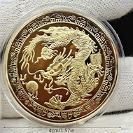 Mmico เหรียญกษาปณ์จีนที่ระลึกเหรียญทองมังกรมาสค็อตของขวัญเหรียญทองแบบใหม่