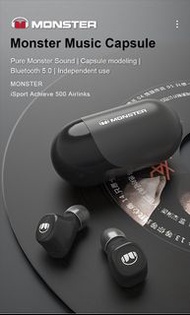 Monster iSport Achieve 500 AirLinks 小膠囊無線耳機 黑色