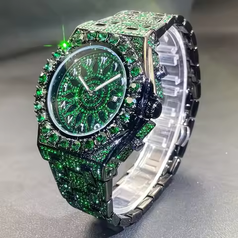 1pc Men's Quartz Watch - Luxurious Ice Watch, Suitable for Men's Date Parties, Fashionable Night Lig