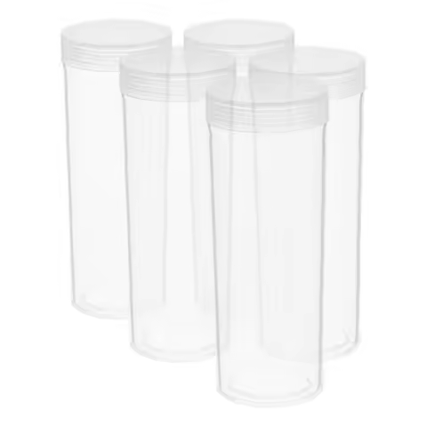 5Pcs Coin Storage Tubes Transparent Plastic Airtight Sealed Lid Holder for Quarters Collecting Coin 