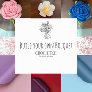Crochet Flower Stalk / Leaves / BYOB Build Your Own Bouquet / Paper Bag / Flower Wrapping Paper