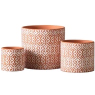 Red Pottery Retro Relief Pottery Succulent Flower Pot Ceramic Vegetarian Pottery Pot Breathable Red 