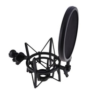 Professional Microphone Shock Mount Holder Adjustable Studio Mic Bracket with Shield Filter Screen S