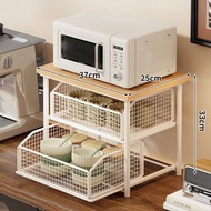 全城熱賣 - 微波爐置物架 廚房臺面多功能烤箱 籃子 家用桌上電飯煲雙層抽屜櫃子（快遞送貨上門）