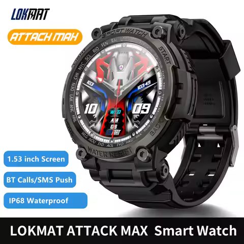 LOKMAT New ATTACK MAX Sport Rugged Smart Watch BT Calls Waterproof Military Smartwatches Heart Rate 