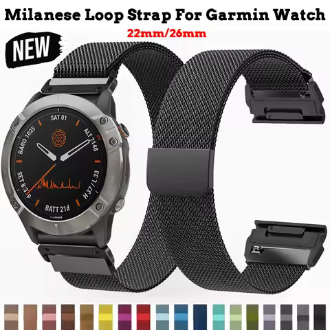 22/26mm Milanese Strap For Garmin watch Fenix 8 51 /Epix Pro Gen2 51mm 47mm/6X 7X Pro/Fenix 5XPlus f