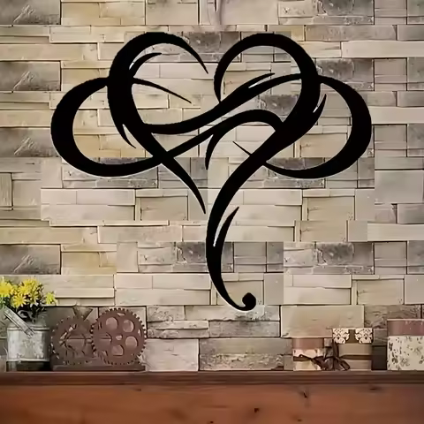 1pc A striking 11x9.6-inch wall metal. This black metal infinite heart symbol adds a touch of minima