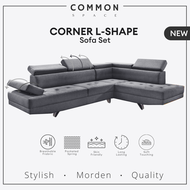 🔥 Free Install 🔥 Common Space - Serene L-Shape Corner Sofa | Adjustable Armrest | Adjustable Headrest | Cushion 沙发