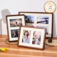 創意實木質擺臺相框照片6寸黑胡桃簡約掛牆兒童結婚照情侶洗照片