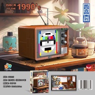 mainan balok mini blocks Televisi retro vintage 