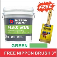 5KG GREEN FLEX 200 ACRYLIC WATERPROOFING SOLUTIONS PAINT NIPPON BRAND EXTERIOR FLEX200