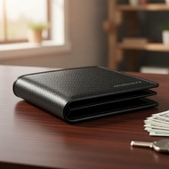 Compact PU Leather Wallet for Men - Black/Brown, 8 Card Slots, ID & Ticket Window  Dompet Pendek Kul