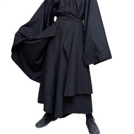 INCERUN Mens Irregular Black Loose Elastic Waist Harem Pants