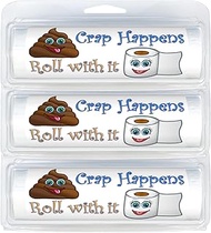 Themed Toilet Paper To Go - Funny Toilet Paper &amp; Poop Emoji Humor (3-Pack) (060 Happens - Roll With It)