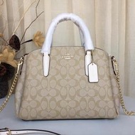 Chris精品代購 美國Outlet COACH F29683 新款 PVC牛皮 可拆卸肩帶 可手提 斜背 黛妃包 白色