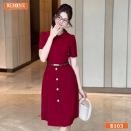 Đầm thiết kế BEMINE cổ đức khóa kéo trước dáng chữ A phù hợp đi làm-B103