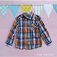 orange checkered kids polo for 4 years old longsleeves thrifted from ukay bale