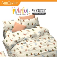 ANN TAYLOR Playful Fitted Bedsheet Set 900TC Cotton Non Iron Soft Deep Pocket 35cm