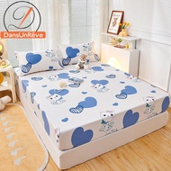 DANSUNREVE Fitted Bedsheet Soft Cute Animal Print Mattress Protector Skin-friendly Cat Rabbit Fitted Sheet Queen Bed Sheet Pillowcase for Single/King size bed 床單